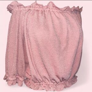 Express Blush Pink Ruffle Detail Crop Top